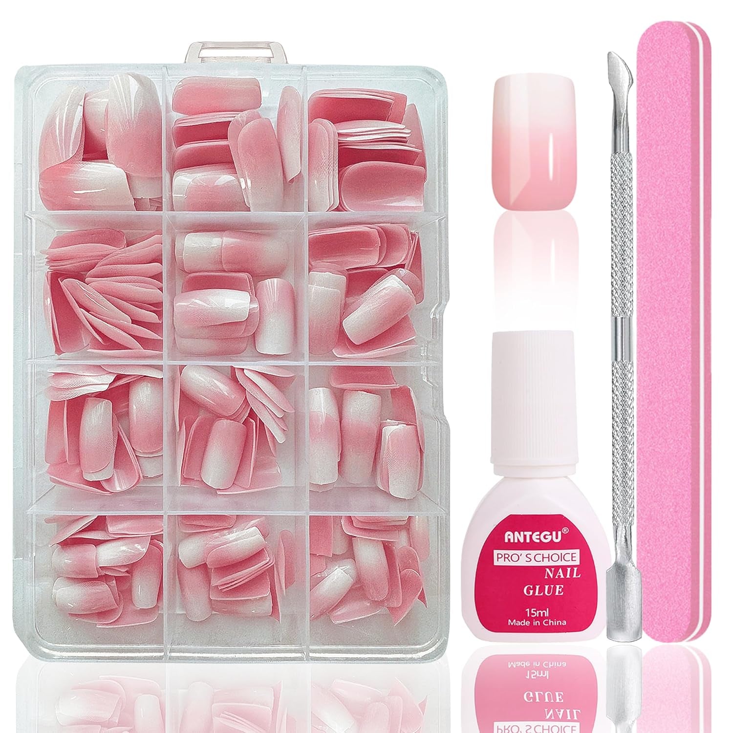 Juego de Uñas Postizas Bailarina - 240 Piezas Delicadas Uñas Postizas Rosa Lila, Pegamento de Cobertura Completa en Uñas Postizas, Juego de Puntas de Uñas Postizas para Manicura y Arte de Uñas para Mujeres y Niñas (Rosa Lavanda)