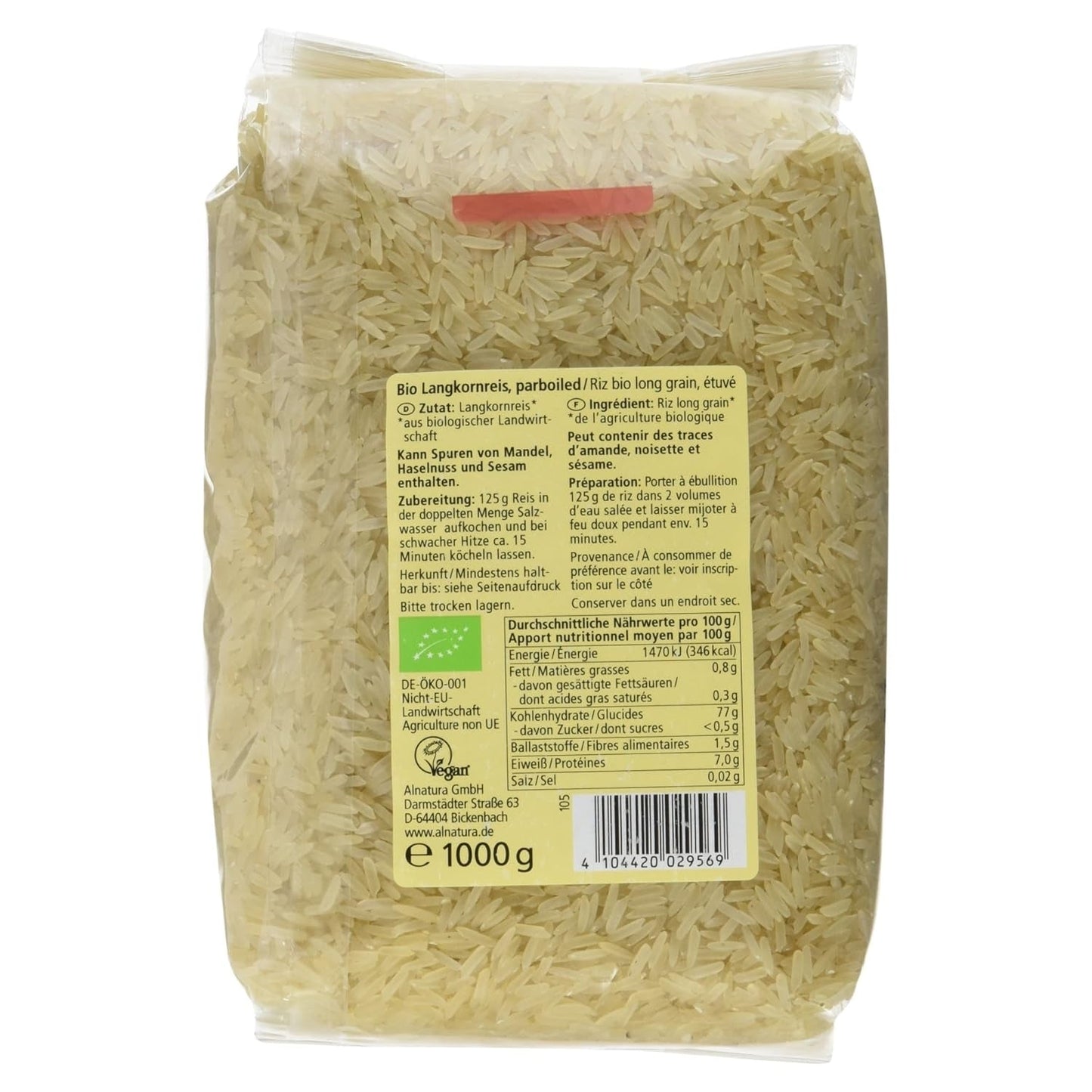 Langkornreis ecológico sancochado, 1kg