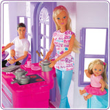 Simba 104661996 - Steffi Love Dreamhouse, Casa de Juegos Grande, 4 Habitaciones, SIN TÍTERES, 84 cm de Alto, Dos Niveles, Campana Funcional, Casas de Muñecas Plegables Naty Shop