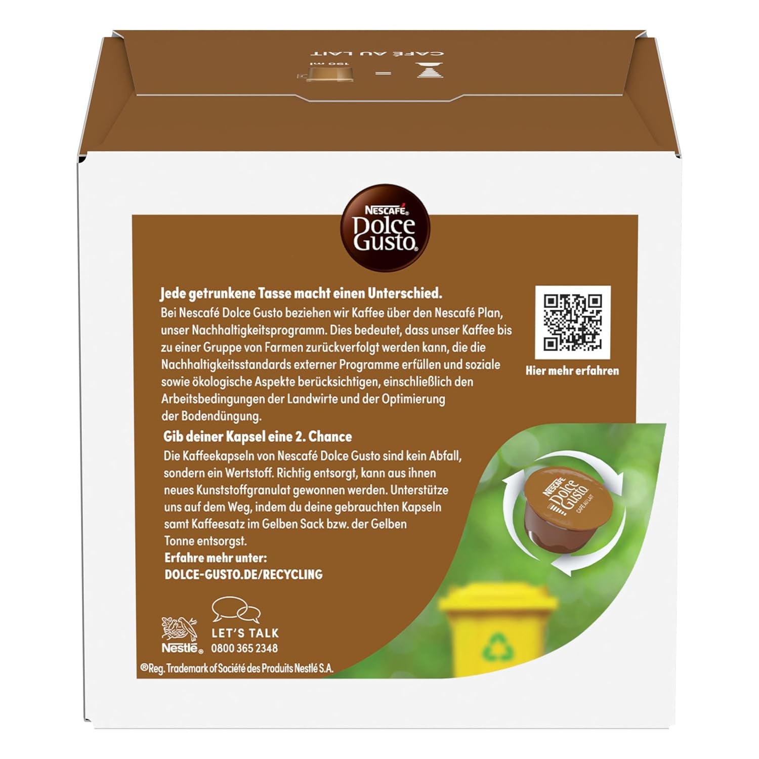 NESCAFÉ DOLCE GUSTO Café au Lait Kaffeekapseln Paquete de 6 (6 x 16 Kapseln)