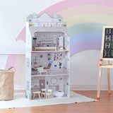Teamson Kids Olivia's Little World Casa de muñecas gigante con muebles y accesorios, casa de muñecas de madera, juego de 3 niveles para muñecas de 30 cm, a partir de 3 años
