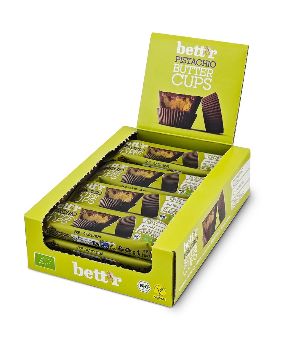 Ranúnculos de avellana orgánicos sin culpa de Bett'r. 100% vegano, sin gluten y sin lactosa - 12 x 39 g