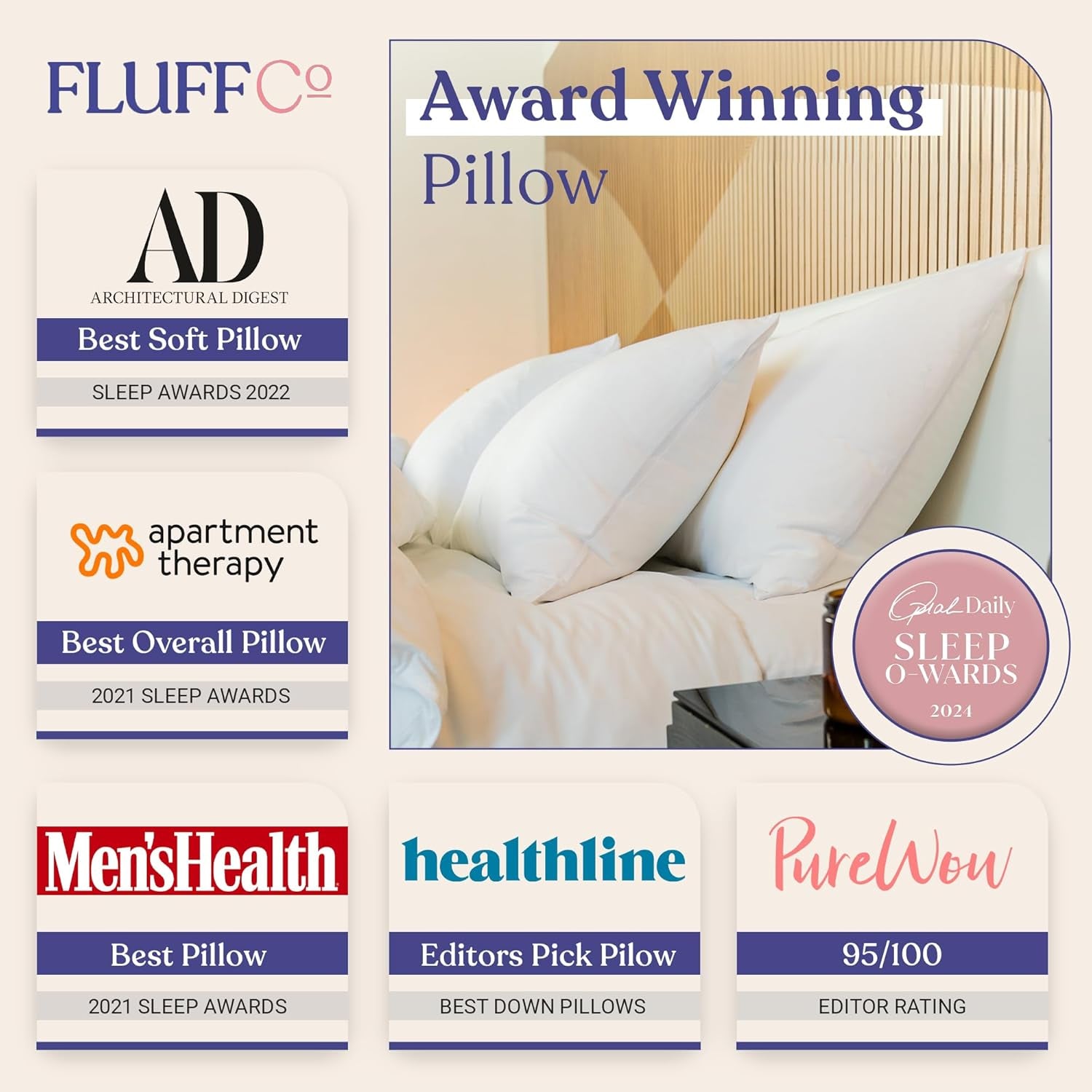 Fluffco Almohada alternativa de plumón Almohada estándar para dormir Almohada tamaño queen Almohada para cama Almohada para dormir de lado Almohada refrescante Almohada de hotel Almohada para el cuello Almohada de viaje (estándar firme) Almohadas estándar Naty Shop