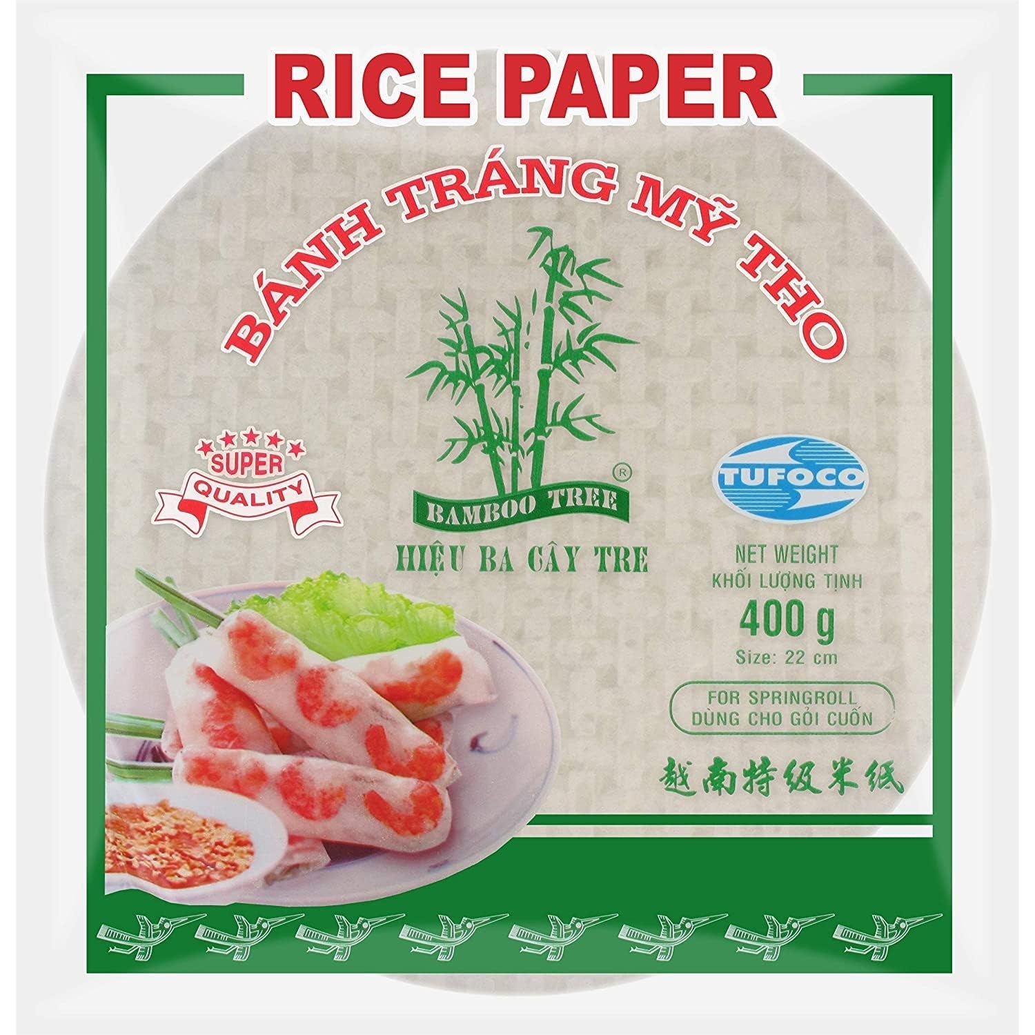 ARBOL DE BAMBÚ - Papel de arroz 22 cm. (Rollitos de verano) - 1 x 400 g