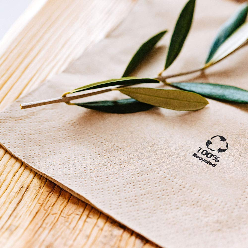 Servilletas Ecológicas Orgánicas Hechas de Papel Reciclado I Servilletas de Papel de Alta Calidad 10 X 10cm I Servilletas de Cóctel de 100 Piezas Sin Blanquear Biodegradables Compostables