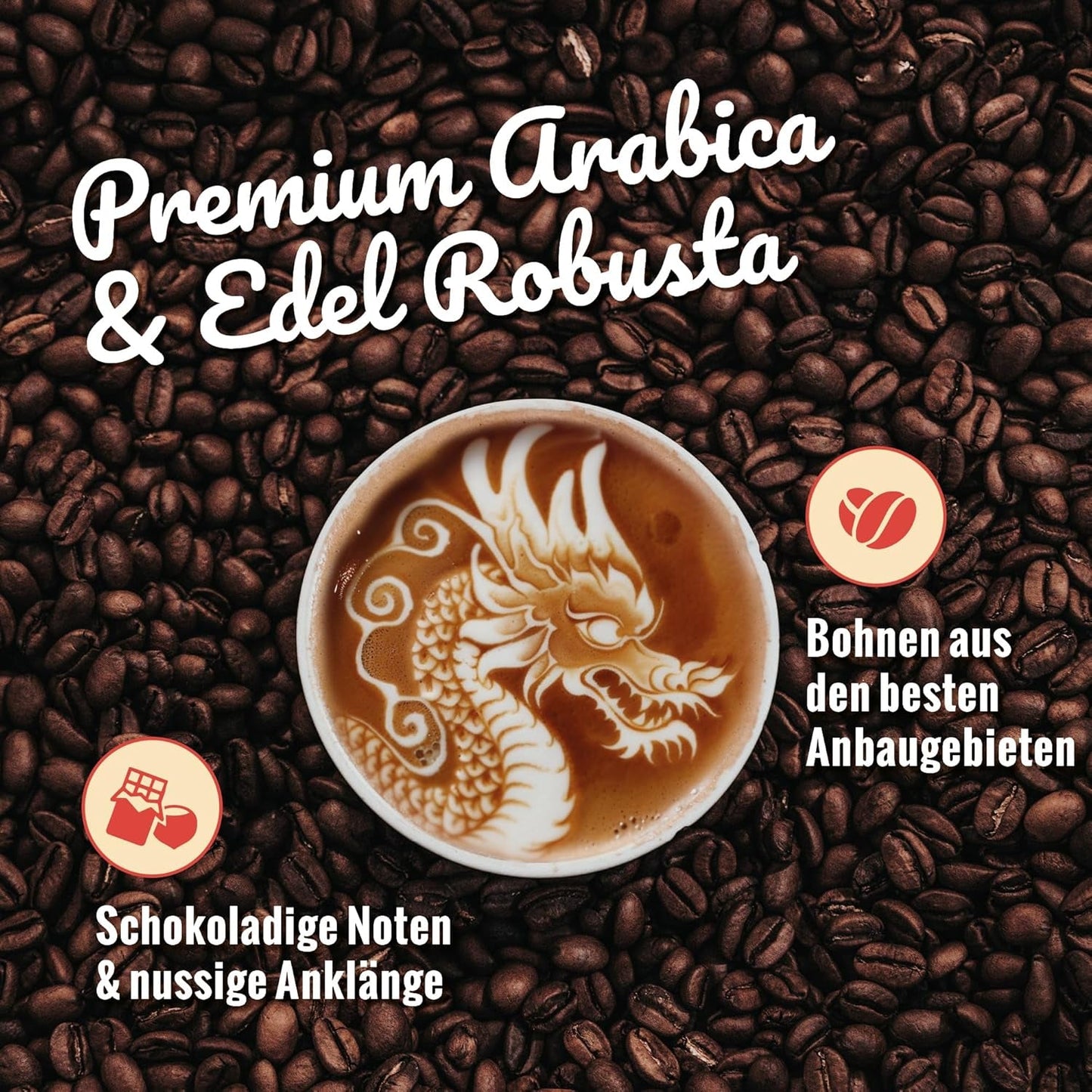 ASADO EN BLANCO - Barista Tattoo Espresso - 1000g - im Langzeit Trommel-Röstverfahren geröstet - Bohnen aus den besten Anbaugebieten - Premium Arábica y Edel Robusta - schokoladig & nussig - säurearm