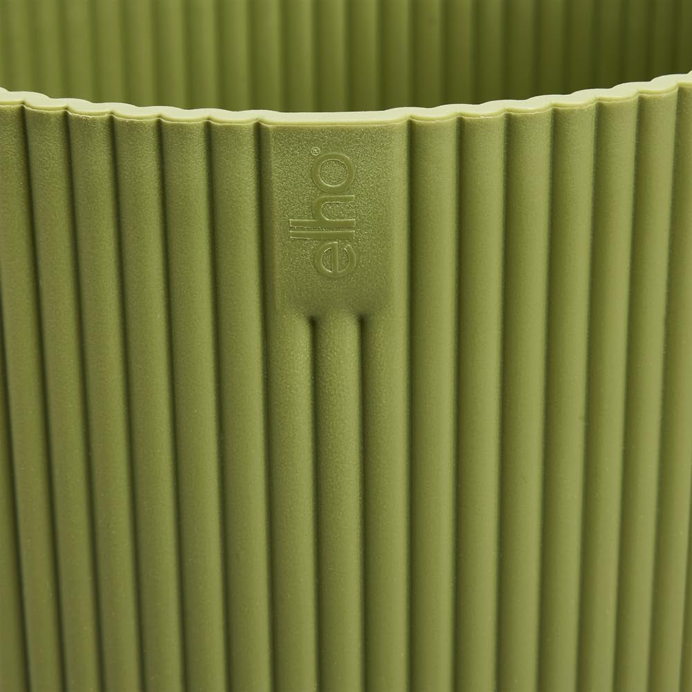 elho Vibes Fold Bowl 25 - Macetas de interior - 100% plástico reciclado - Ø 24,9 x H 12,1 cm - Verde/Ferngrün