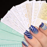 12 hojas de pegatinas autoadhesivas para uñas con líneas de brillo láser, pegatinas holográficas, pegatinas para uñas con rayas de bronce, líneas francesas, lazos curvos, líneas onduladas, pegatinas para uñas, accesorios para decoración de uñas