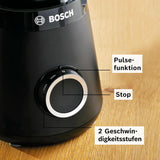 Bosch Batidora de pie Vitapower Serie 4 MMB6141B, Hochwertige Edelstahl-Klingen, 1,5L Tritan-Mixbehälter, Spülmaschinengeeignete Teile, 30.000 U/Min, 1200 W, Schwarz Kitchen Naty Shop