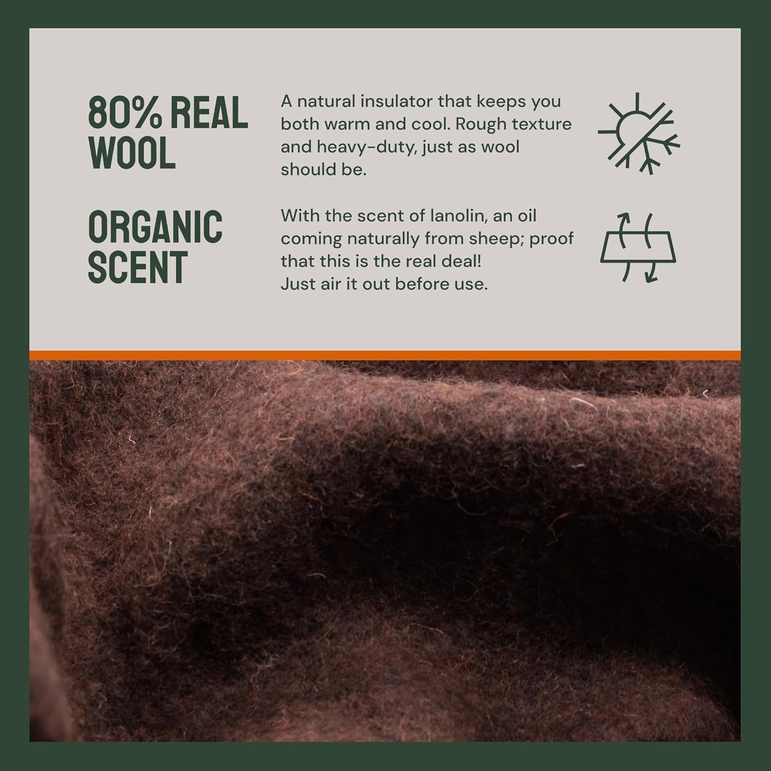 Manta de camping Woolly Mammoth Woolen Co., extra grande, lana merino. El equipo perfecto para exteriores para bushcraft, camping, trekking, senderismo, supervivencia o manta de cabina. Marrón, 168 X 228 Camas y mantas Woolly Mammoth Woolen Company