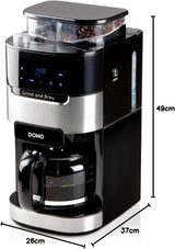 Cafetera espresso DOMO DO721K "Grind and Brew" - Función Bean-to-Cup - Pantalla LCD - Para café molido o en grano entero - 1,5 L