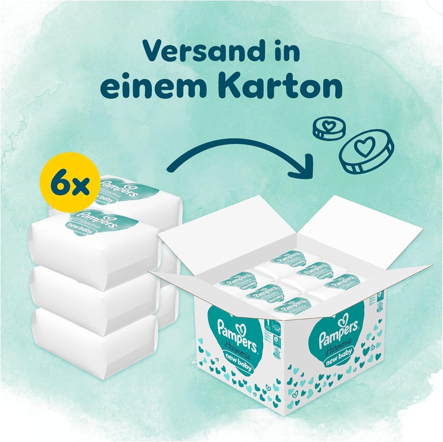 Pañales Pampers Harmony talla 1, 180 pañales, 2kg-5kg, protección suave para la piel con protección 100% Pampers