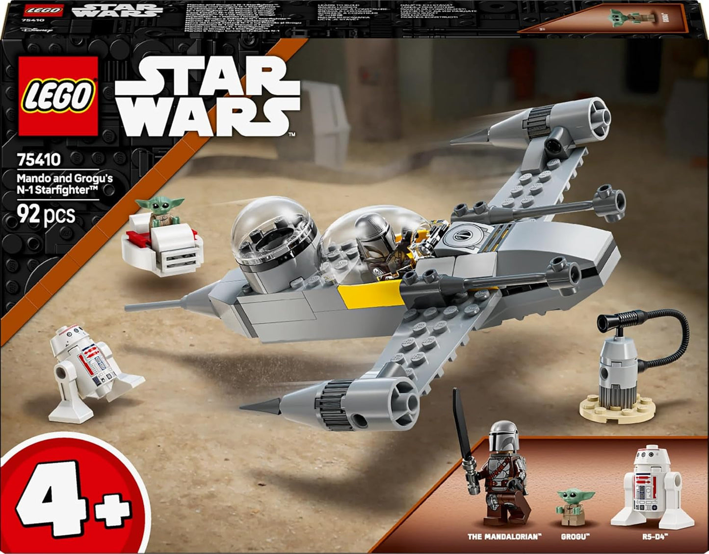LEGO Star Wars 75410 Juguete Mandos y Grogus N-1 Starfighter con minifiguras de Mandalorian, Grogu y R5-D4, que incluye una columna para construir y un set inicial de nave estelar para niños y niñas a partir de 4 años Juegos de construcción Beuche den LEGO-Store
