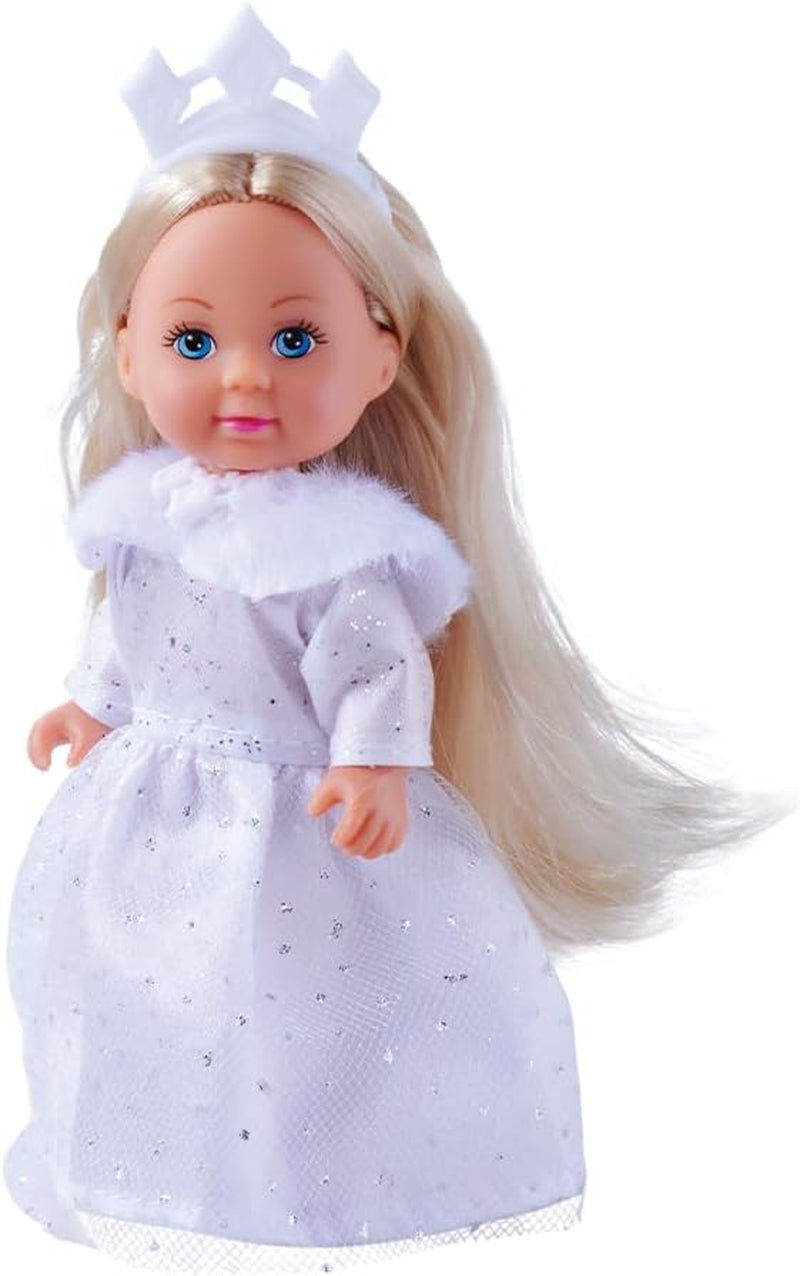 Simba Evi Princesa de los sueños del amor, muñeca con un vestido de invierno de ensueño con adornos de piel y elementos brillantes, 12 cm, 3 años en adelante