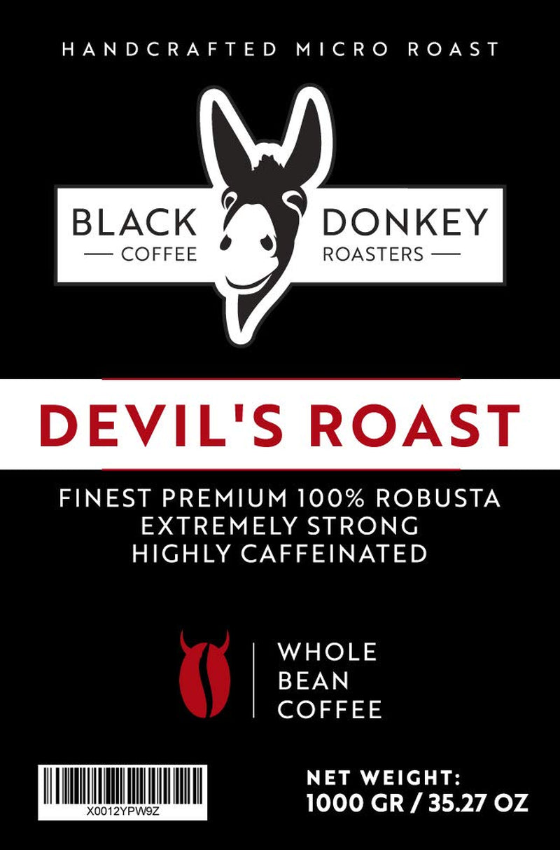 ASADO DEL DIABLO | Café en grano 1KG | Café extremadamente fuerte | Café con alto contenido en cafeína | Robusta premium de