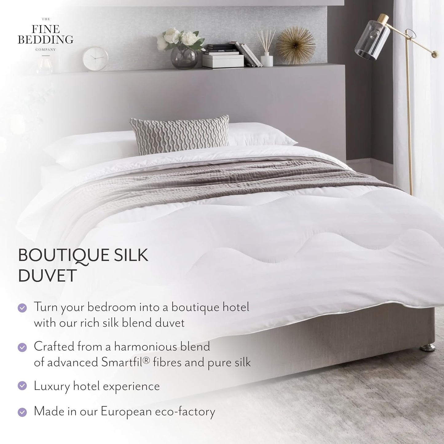 Edredón de seda boutique, ropa de cama de lujo, lavable a máquina (13,5 tog, doble) Naty Shop Quilts & Quilts