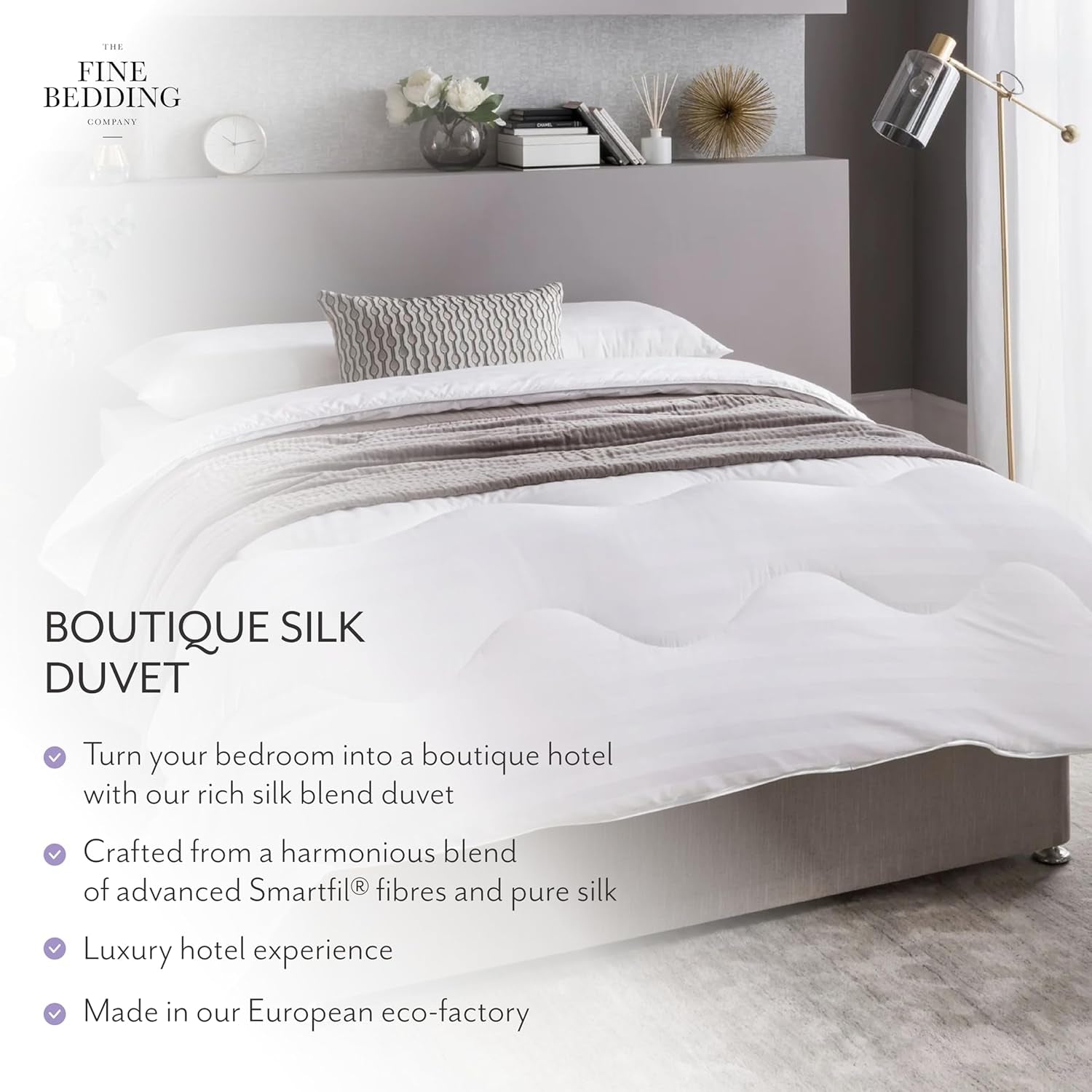 Edredón de seda boutique, ropa de cama de lujo, lavable a máquina (13,5 tog, doble) Naty Shop Quilts & Quilts