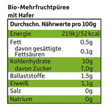 FRECHE FREUNDE Bolsita de frutas ecológicas Plátano, manzana, frambuesa, arándanos con avena, puré de frutas con cereales en bolsita comprimible para bebés a partir de 6 meses, vegano, paquete de 6 (6 x 100 g)