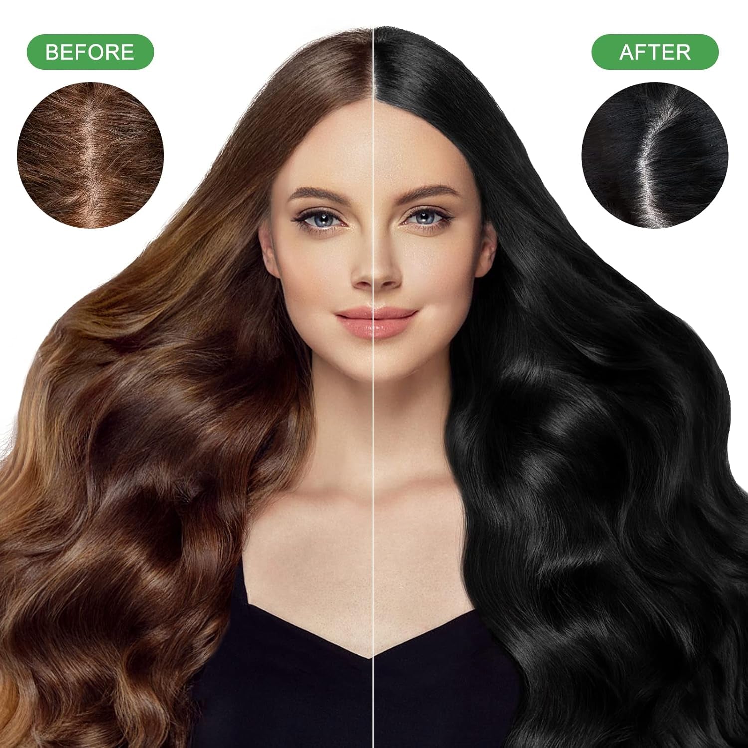 Champú Instantáneo para Cabello Negro, Champú para Tinte Natural, Cobertura 100% de Grises - Fácil y Rápido, Color Semi Permanente para Cabello Negro, Champú para Tinte para Cabello para Hombres y Mujeres Tinte para el Cabello Naty Shop