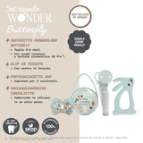 Set de regalo para recién nacido Suavinex. Set de 4 piezas que incluye: Chupete Physiological SX Pro para bebés 0-6 meses + portachupete + funda para chupete Duo + mordedor de silicona. País de las maravillas, beige