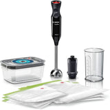 Bosch Stabmixer Ergomixx MS6CB61V1, Vakuum-Funktion, Edelstahl-Mixfuß, Mix- Und Messbecher, Vakuum-Pumpe, Vakuum-Beutel, Vakuum-Frischhaltedose, 12 Stufen plus Turbo, 1000 W, Schwarz/Anthrazit Kitchen Naty Shop