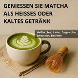 | Matcha orgánico en polvo 100 g | Té verde Matcha en polvo grado ceremonial | 100% natural y de primera calidad | Té desintoxicante | Compatible con set Matcha, tallo, cuenco y vaso.