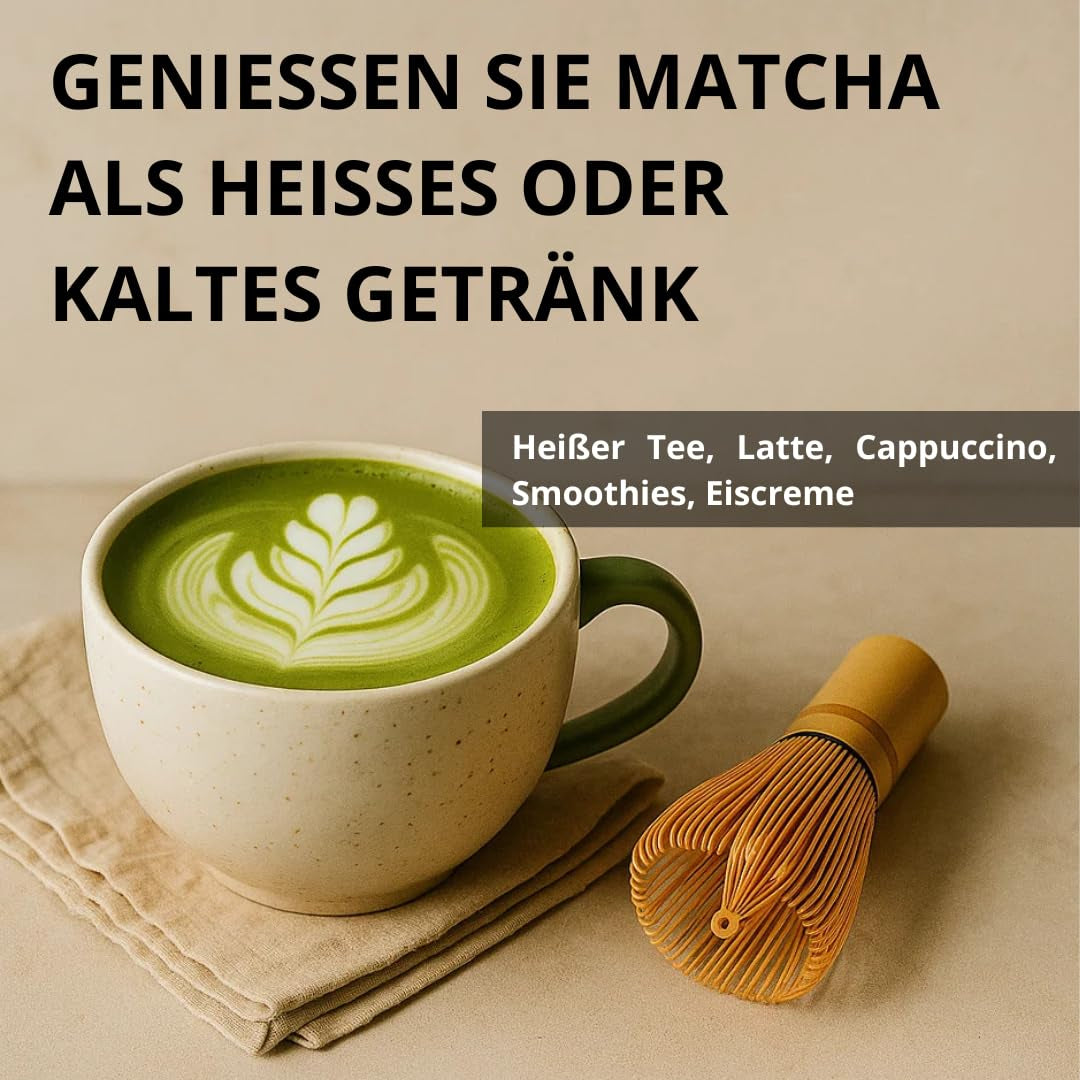 | Matcha orgánico en polvo 100 g | Té verde Matcha en polvo grado ceremonial | 100% natural y de primera calidad | Té desintoxicante | Compatible con set Matcha, tallo, cuenco y vaso.