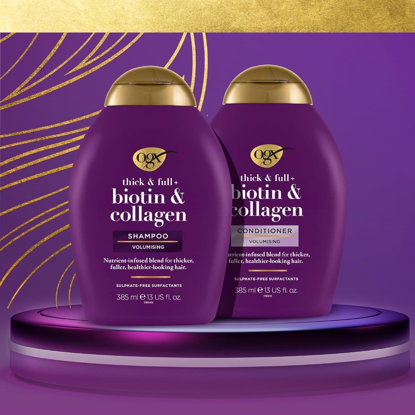 OGX Biotin & Collagen Shampoo (385 Ml), Champú fortalecedor para cabello fino y fino OGX Ducha y baño