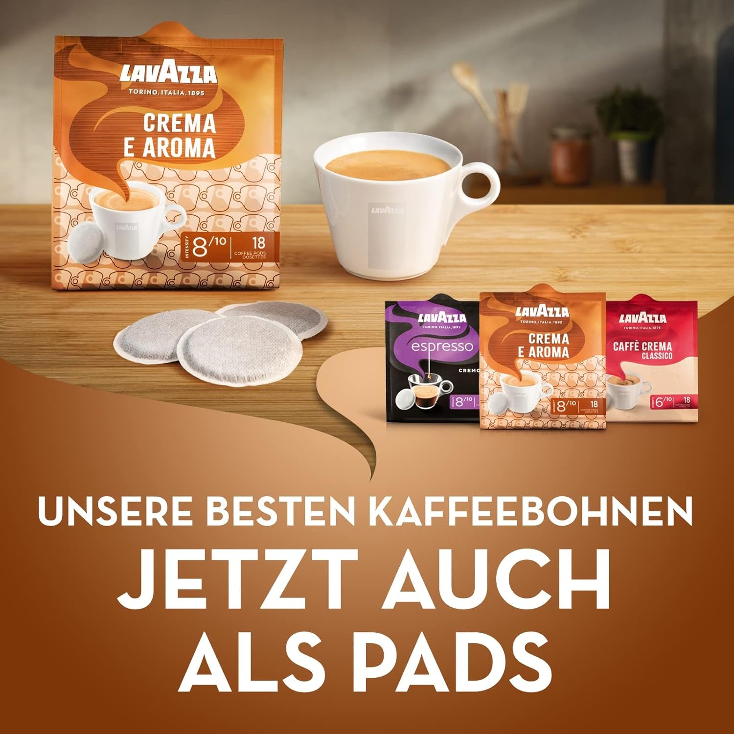 Lavazza Crema E Aroma, sabor cremoso y aromático, Röstung medio, 18 pastillas