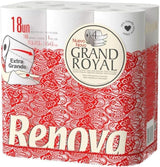 Papel higiénico Renova Grand Royal, 18 rollos Premium XXL, 4 capas, suave y duradero