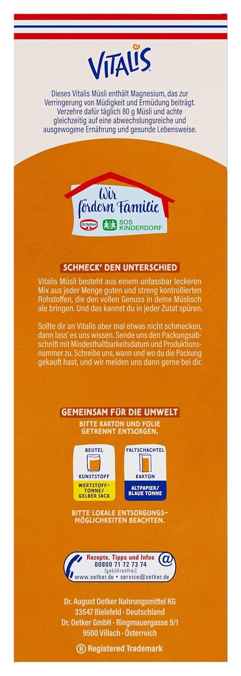 Dr. Oetker Vitalis Crunchy Honeys: Muesli crujiente con miel para desayunos y meriendas, paquete de 5 (5 x 600 g)
