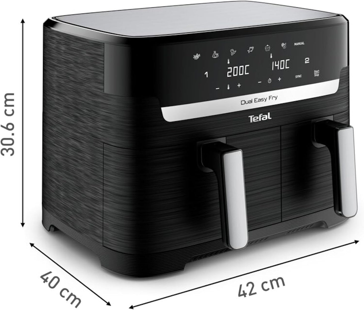 Freidora de Aire Caliente Tefal Dual Easy Fry con dos cámaras, capacidad 5,2/3,1 litros, dos cajones independientes, 7 programas Electrodomésticos Naty Shop