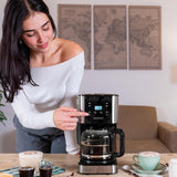 Espresso con filtro Cecotec Coffee 66 Drop and Touch, potencia 950 W, 1,5 L, 12 tazas, pantalla táctil, jarra de cristal, temporizador 24 horas, 6 interruptores, filtro de malla reutilizable