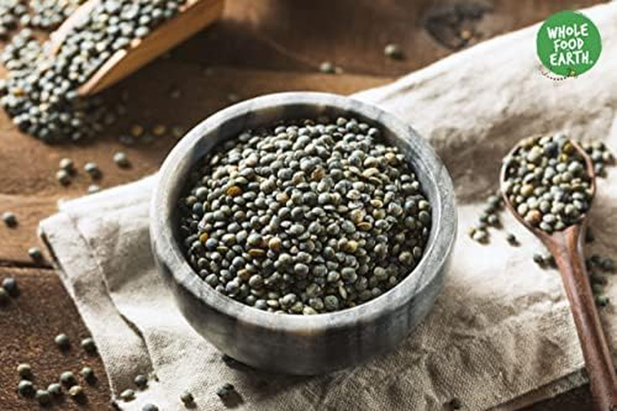 Wholefood Earth Lentejas orgánicas estilo francés de color verde oscuro 1 kg sin OGM | Vegano | Rico en fibra | Rico en proteínas | Certificado orgánico