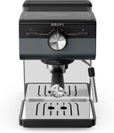 Cafetera espresso KRUPS Authentic+, 15 bar, funcionamiento intuitivo, diseño sofisticado, boquilla de vapor, accesorios ampliados incluidos, Bullet Dark silver/Acero inoxidable, XP384G10