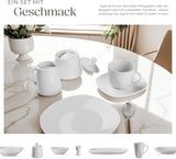 tectake® Vajilla para 12 personas, vajilla de porcelana de 100 piezas, incluye 12 platos, 12 platos de postre, 12 platos llanos, 12 tazas, 12 cuencos de cereales, ensaladera, lechera y azucarero