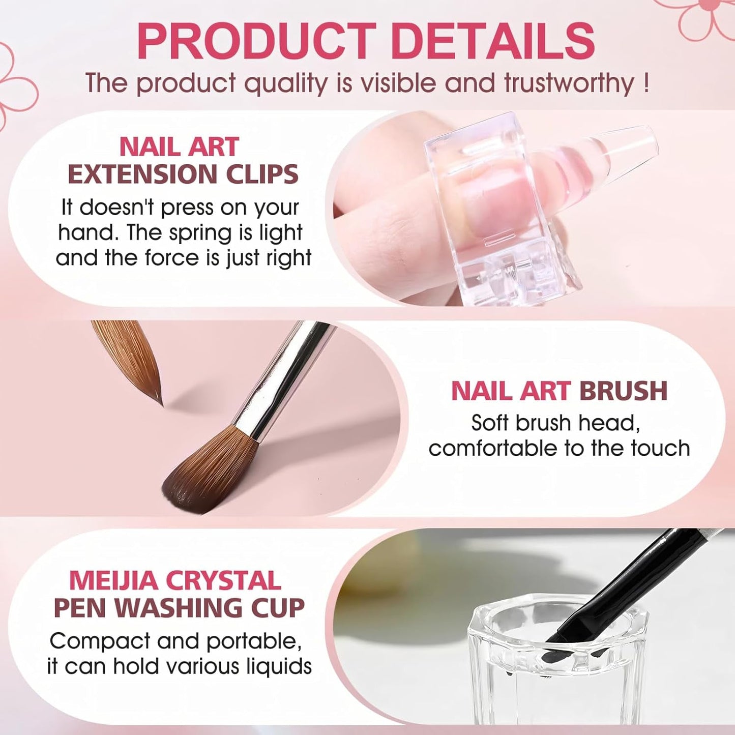 Solución alisadora Polygel, kit de solución antideslizante para uñas Polygel, solución alisadora de 75 ml, incluye 5 clips para puntas de uñas, 3 cepillos para uñas, 1 vaso de cristal, 100 hojas de limpieza