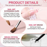 Solución alisadora Polygel, kit de solución antideslizante para uñas Polygel, solución alisadora de 75 ml, incluye 5 clips para puntas de uñas, 3 cepillos para uñas, 1 vaso de cristal, 100 hojas de limpieza