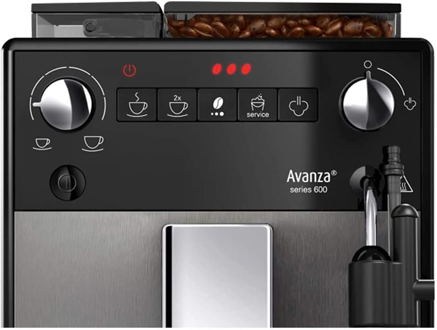 Melitta Avanza - Cafetera espresso totalmente automática con sistema de leche, cafetera espresso con molinillo y depósito de agua extra grande (1,5 l) para, por ejemplo, café. capuchino o espresso, titán místico