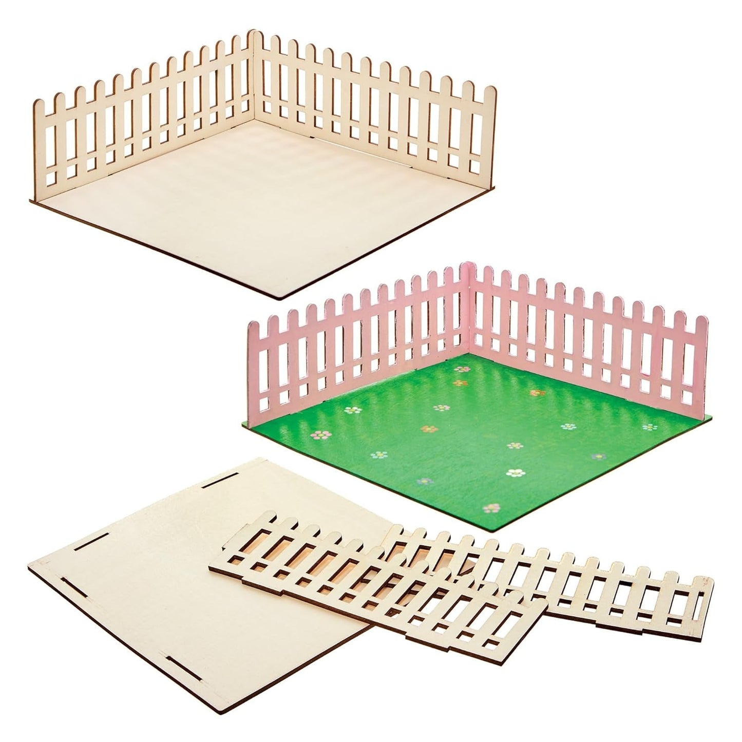 Baker Ross FN256 Mini casa de muñecas con jardín de madera - 1 paquete Kit de casa de muñecas para niños Kit de manualidades