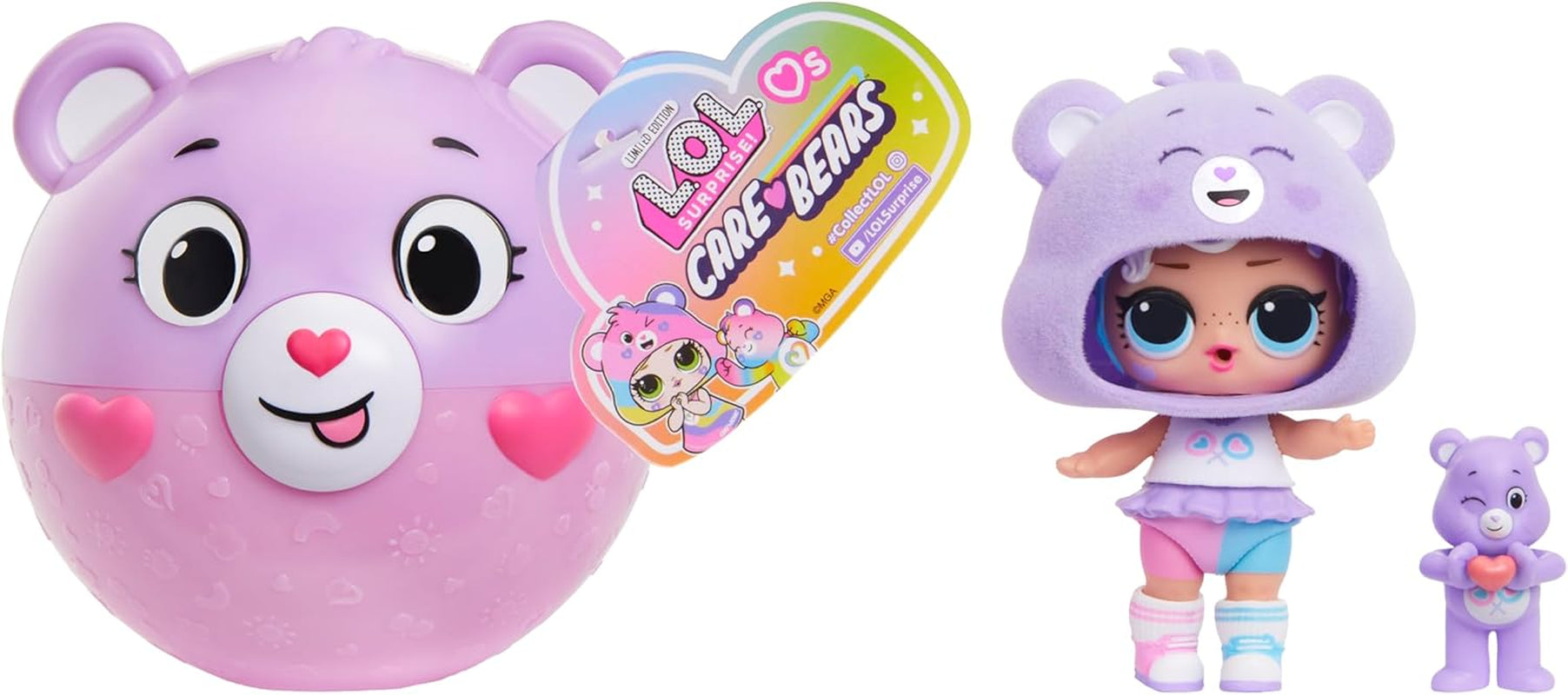 Jajaja ¡Sorpresa! Loves Care Bears Tots: incluye 1 muñeca con ropa y accesorios, una bola de osito de peluche, embalaje oculto y 6 muñecos coleccionables.