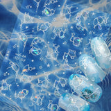 Pegatinas para uñas con purpurina, ondas de agua de verano, arte de uñas estrellado, ondas de agua de mar de fantasía, diseños de uñas, pegatinas para uñas, ondas de agua de mar, accesorios para uñas, arte de uñas