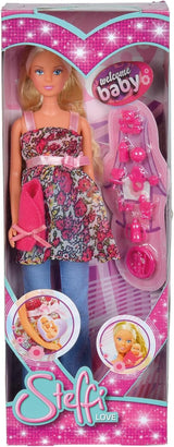 Simba 105734000 - Steffi Love Welcome Baby, Muñeca Embarazada, Accesorios, Muñeca de Moda, 29cm, Para Niños a Partir de 3 Años