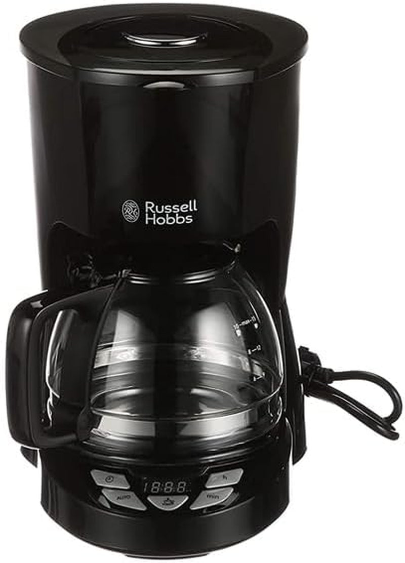 Cafetera Russell Hobbs [Temporizador digital, cabezal de ducha para una extracción y aroma óptimos] Textures+ (1 a 12 tazas, jarra de vidrio de 1,25 L, plato calentador, sistema antigoteo) Cafetera de filtro 22620-56