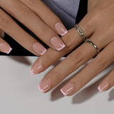 Uñas Postizas De Punta Francesa Corta - 30 Piezas De Uñas Negras Para Pegar En Uñas Cuadradas Cortas, Uñas Postizas De Punta Francesa Con Pegamento, Juego De Uñas Artificiales Cuadradas Para Mujeres