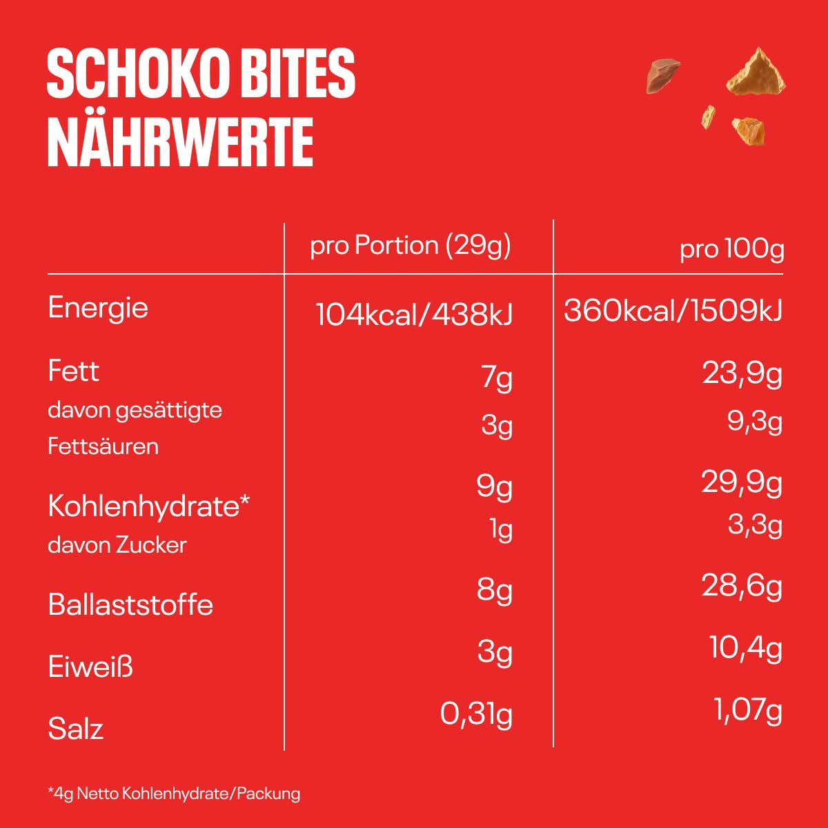 Bocaditos de chocolate NEOH | Sin azúcares añadidos, 100kcal por ración, trozos crujientes con relleno cremoso de avellanas y cacao, perfecto para llevar o como sustituto del muesli | Keto, bajo en carbohidratos | Paquete de 3 x 29 g