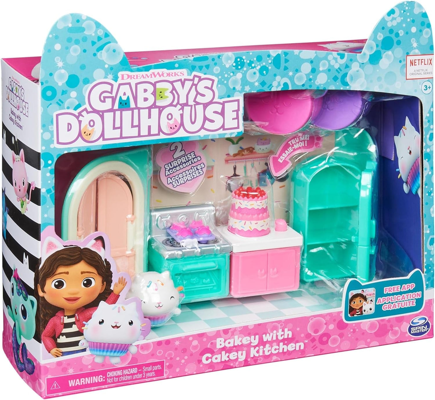 Habitación Deluxe de la casa de muñecas de Gabby, habitación para gatos, muebles y 2 cajas sorpresa con accesorios temáticos, adecuada para edades de 3 años en adelante