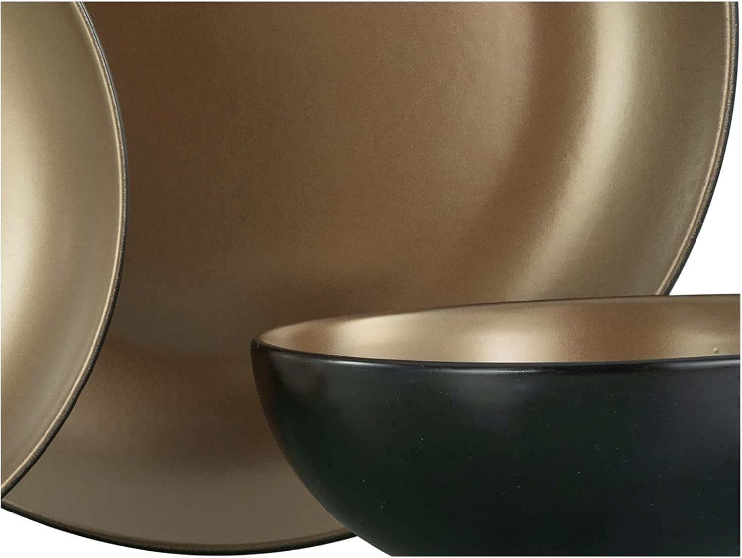 CreaTable, 23598, Serie GLAMOUR - Oro, Juego de vajilla de 16 piezas, Servicio combinado de porcelana, Apto para lavavajillas y microondas, Fabricación de calidad