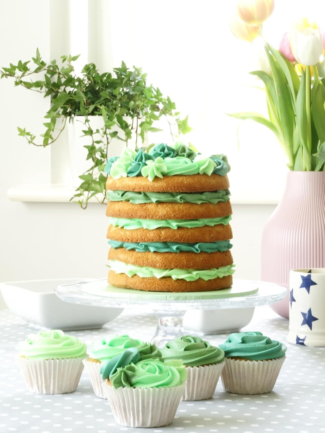 Colorante alimentario para pasta Sugarflair, verde, juego de 4, colorante alimentario para pasta, fondant, mazapán, pasta de azúcar, crema de mantequilla y más: verde Ilex, verde primavera, verde abeto, verde fiesta - Juego de 4
