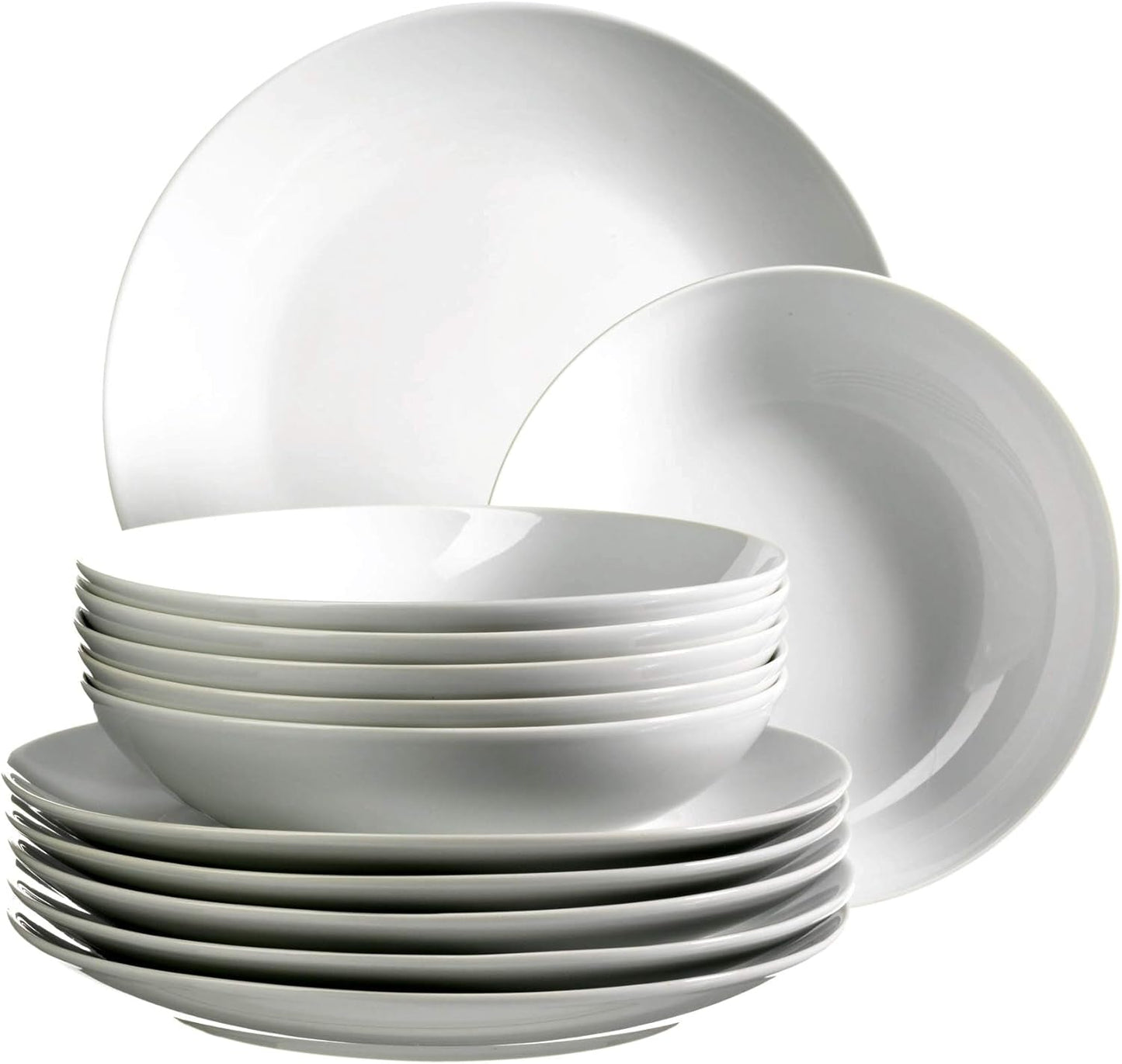 Mäser Barca vajilla para 6 personas, 12 unidades, porcelana, blanco